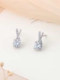 Ornate Jewels - 925 Silver 0.75 Carat American Diamond Dangle Earring For Women & Girls