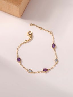 Ornate Jewels - 925 Silver 18K Gold Plated Natural Purple Amethyst Bracelet for Women & Girls