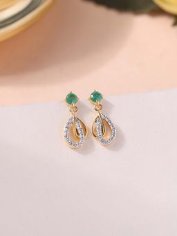 Ornate Jewels - 925 Silver 18K Gold Plated Natural Green Emerald Drop Earring for Women & Girls