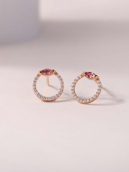 Ornate Jewels - 925 Silver 18K Rose Gold Plated Natural Pink Tourmaline Stud Earring for Women & Girls