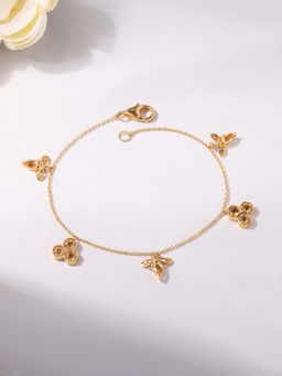 Ornate Jewels - 925 Silver 18K Gold Plated Natural Yellow Citrine Charm Bracelet for Women & Girls