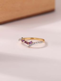 Ornate Jewels - 925 Silver 18K Gold Plated Natural African Amethyst Trio Blush Ring for Women & Girls