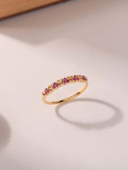 Ornate Jewels - 925 Silver 18K Gold Plated Natural Indian Ruby Twin Hearts Ring for Women & Girls