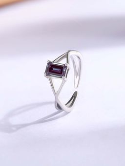 Ornate Jewels - 925 Silver Rhodium Plated Alexandrite Solitaire Adjustable Ring for Women & Girls