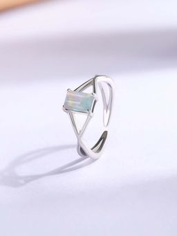 Ornate Jewels - 925 Silver Natural Ethiopian Opal Solitaire Adjustable Ring for Women & Girls