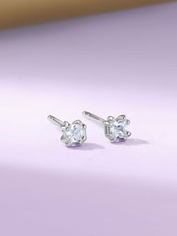 Ornate Jewels - 925 Silver Rhodium Plated White American Diamond Stud Earring for Women & Girls