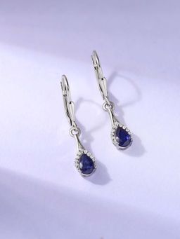 Ornate Jewels - 925 Silver Natural Blue Fissure Filled Sapphire Teardrop Earring for Women & Girls
