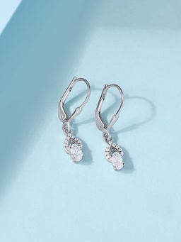 Ornate Jewels - 925 Silver Rhodium Plated American Diamond Lattice Dangle Earring for Women & Girls