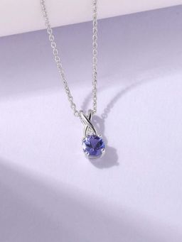 Ornate Jewels - 925 Silver 0.20 Carat Natural Blue Fissure Filled Sapphire Necklace for Women & Girls