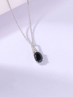 Ornate Jewels - 925 Silver 1 Carat Blue Spinel Eclipse Sparkle Solitaire Necklace for Women & Girls