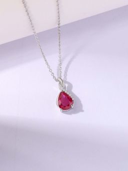 Ornate Jewels - 925 Silver 1.10 Carat Pear Red Ruby Ruby Radiance Necklace for Women & Girls