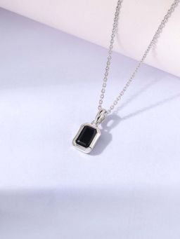 Ornate Jewels - 925 Silver 1.60 Carat Octagon Black Spinel Shadowed Grace Necklace for Women & Girls