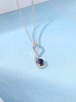 Ornate Jewels - 925 Silver 0.23 Carat Natural Blue Fissure Filled Sapphire Necklace for Women & Girls