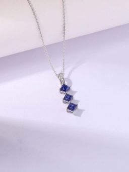 Ornate Jewels - 925 Silver Blue Fissure Filled Sapphire Celestial Sparkle Necklace for Women & Girls