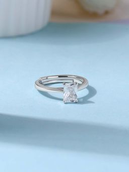 Ornate Jewels - 925 Silver 1.60 Carat American Diamond Solitaire Adjustable Ring for Women & Girls