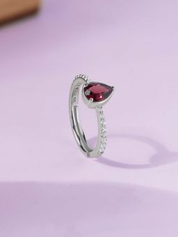 Ornate Jewels - 925 Silver 1.78 Carat Red Ruby Sleek Ruby Solitaire Adjustable Ring for Women & Girls