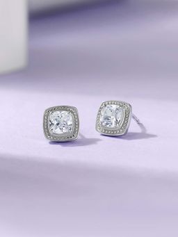 Ornate Jewels - 925 Silver Rhodium Plated American Diamond Crystal Elegance Earring for Women & Girls