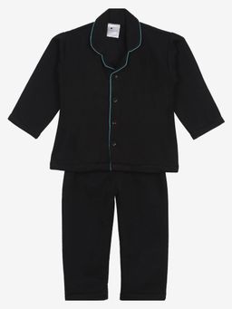 Little Musketeer - Plain Black Fleece Night Suit (Set of 2)