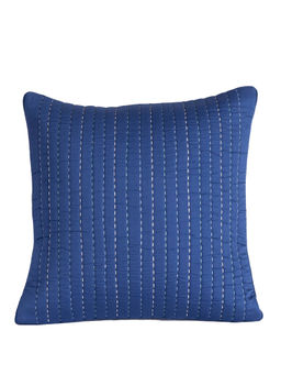 Maspar - Hues Folklore Recurring Stripes Blue Embroidery Hand Cotton Medium Cushion Cover