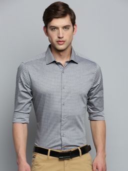 SHOWOFFFF - Men's Spread Collar Checked Grey Classic Shirt
