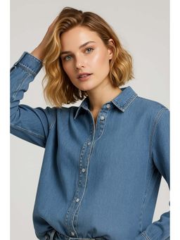 Lounge Dreams - Light Blue Oversized Denim Shirt