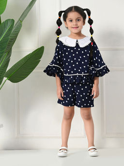 Bella Moda - Blue Cotton Half Sleeves All Over Printed Top & Short (Set of 2)