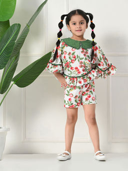 Bella Moda - Green Cotton Half Sleeves All Over Printed Top & Short (Set of 2)