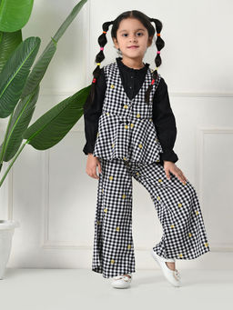 Bella Moda - Black Cotton Full Sleeves All Over Checks Co-Ord (Set of 3)