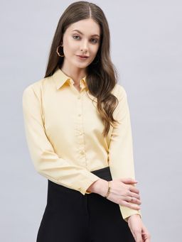 Style Quotient - Women Solid Yellow Chambery Regular Formal Shirt