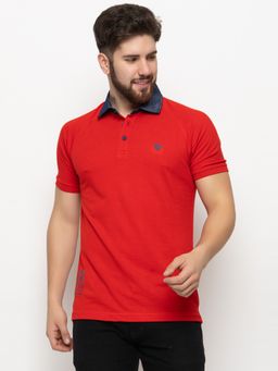 Club York - Men Red Solid Polo T-shirt