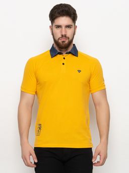 Club York - Men Mustard Solid Polo T-shirt