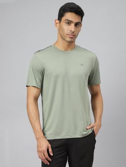 Alcis - Men Golden Olive Drytech Anti Static Slim Fit Round Neck Running T-Shirt