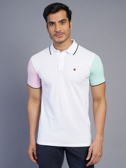 JadeBlue - Men's White Slim Fit Cotton Polo T-Shirt