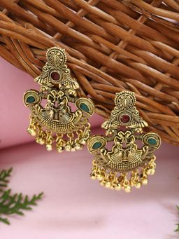 I Jewels - Gold Toned Ethnic Festive Wear Drop Earrings