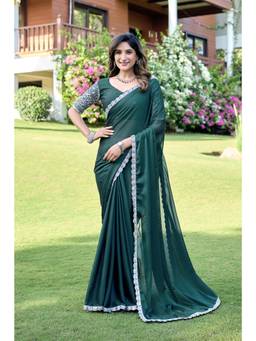 Nyri - Womens Floral Georgette Saree - Green