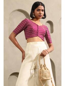 Soch - Womens Wine Fendi Organza Embroidered Blouse with Sequins