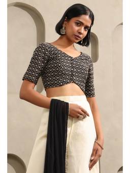 Soch - Womens Black Fendi Organza Embroidered Blouse with Sequins