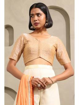 Soch - Womens Gold Fendi Organza Embroidered Blouse with Sequins