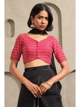 Soch - Womens Fuchsia Fendi Organza Embroidered Blouse