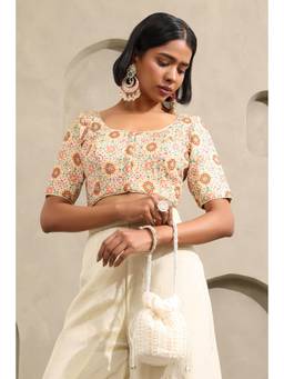 Soch - Womens Cream Muslin Embellished Blouse with Sequins