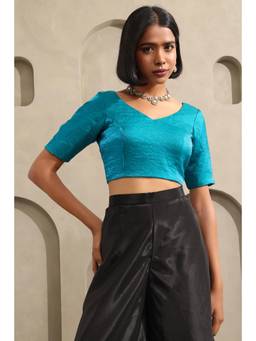 Soch - Womens Blue Fendi Organza Solid Blouse