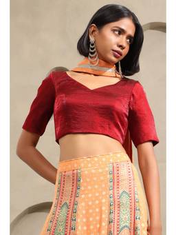 Soch - Womens Maroon Fendi Organza Solid Blouse