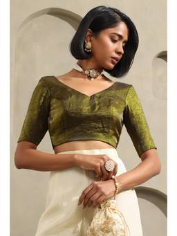 Soch - Womens Olive Fendi Organza Solid Blouse