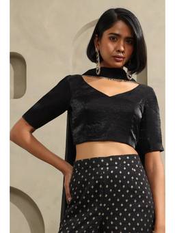Soch - Womens Black Fendi Organza Solid Blouse