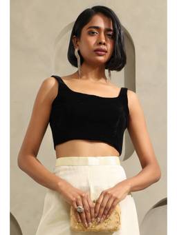 Soch - Womens Black Velvet Solid Blouse
