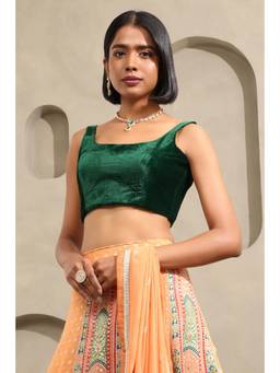 Soch - Womens Green Velvet Solid Blouse