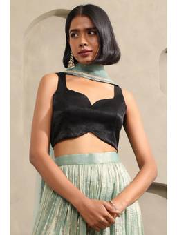 Soch - Womens Black Suede Velvet Solid Blouse