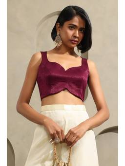 Soch - Womens Wine Suede Velvet Solid Blouse