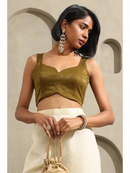 Soch - Womens Olive Suede Velvet Blouse