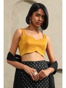 Soch - Womens Mustard Suede Velvet Solid Blouse